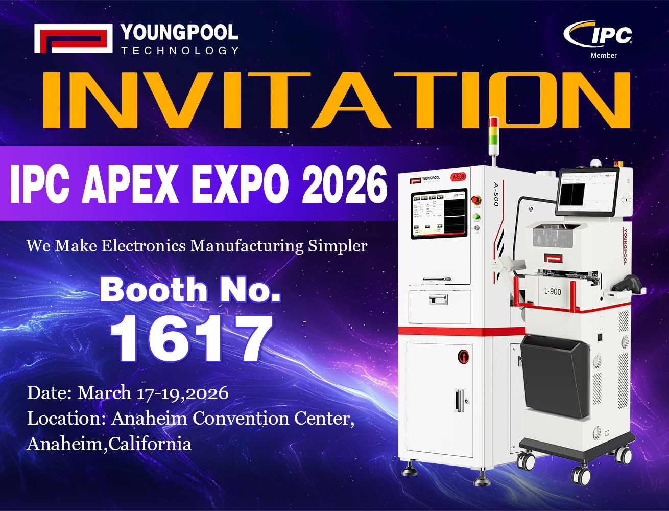 Youngpool Technology vi invita sinceramente a visitare IPC APEX EXPO 2026 e a unirvi a noi nell'esplorazione del futuro della produzione intelligente
