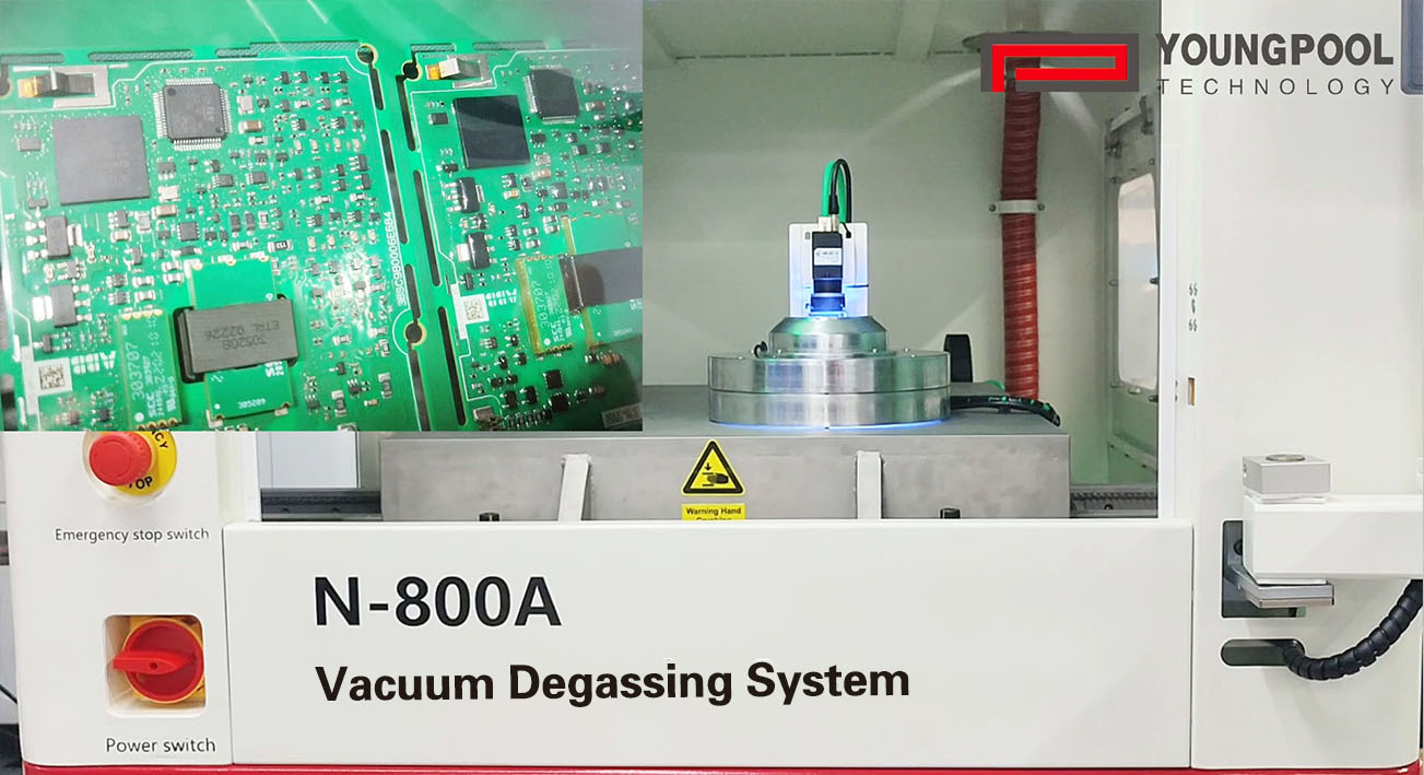 Un fornitore europeo di EMS adotta la macchina per degassaggio sottovuoto Youngpool N-800A per rafforzare le capacità di dosaggio e rivestimento